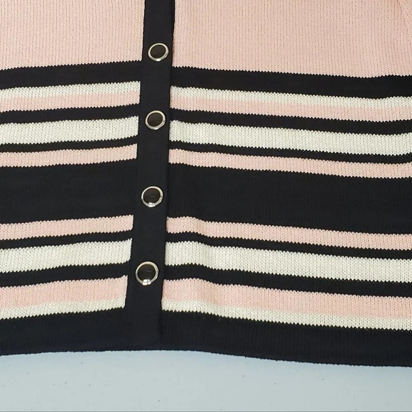 ST. JOHN SPORT Sweater Pink Black White  Stripe - Picture 4 of 14